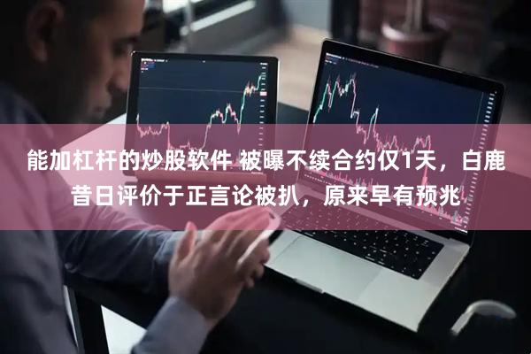 能加杠杆的炒股软件 被曝不续合约仅1天，白鹿昔日评价于正言论被扒，原来早有预兆